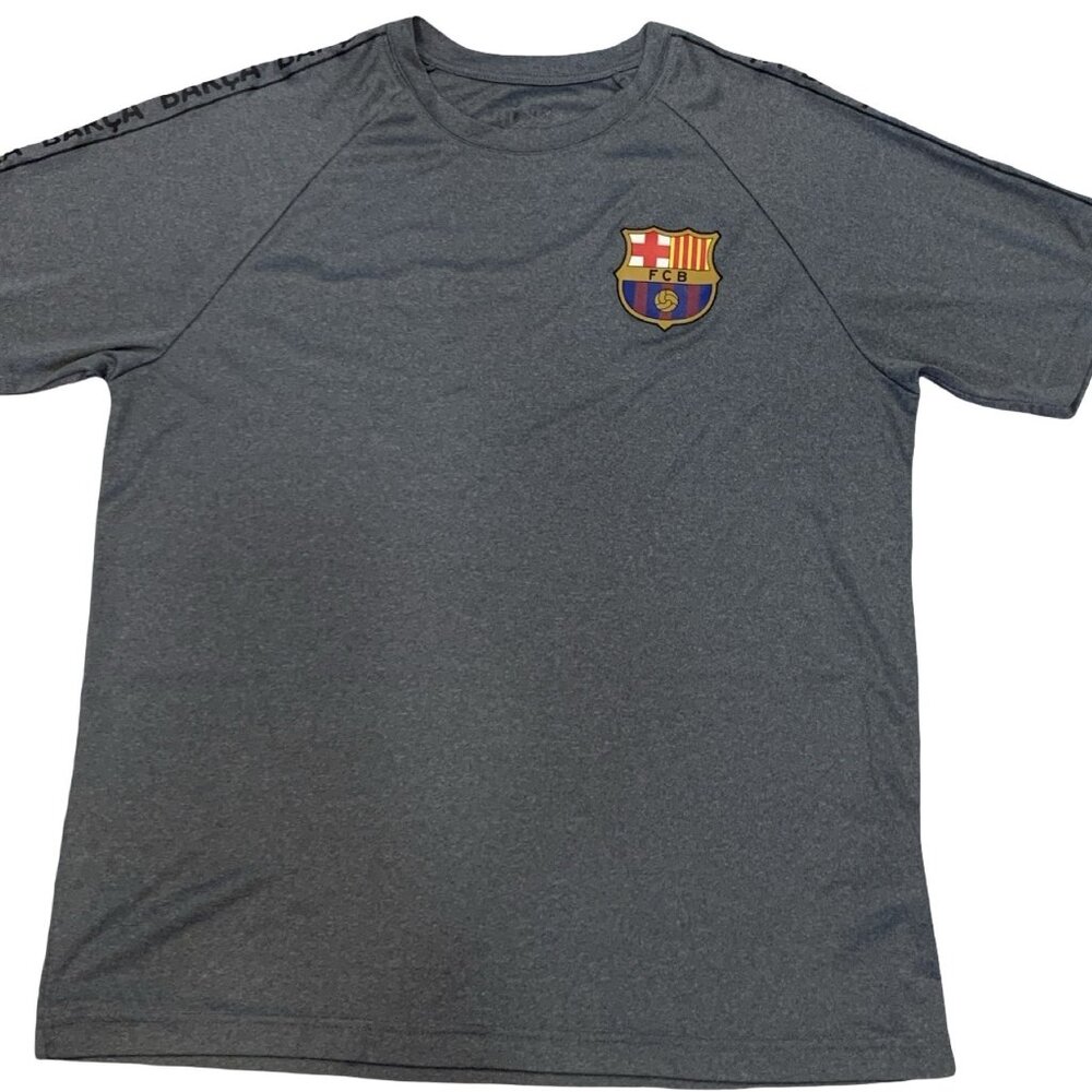 FC Barcelona  T-Shirt Gray Official FCB Soccer Tee Large Youth- See Measurements